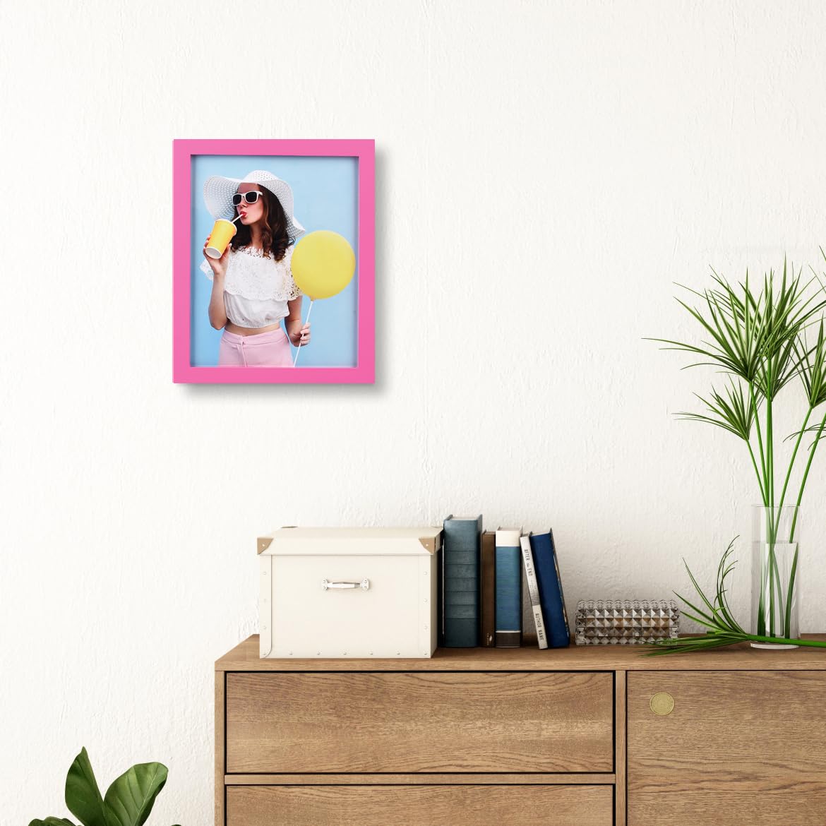 wyooxoo 8x10 Picture Frames Set of 4 Pink Made of Solid Wood Photo Frames Colorful Frame with HD Plexiglass, Wall or Tabletop Di